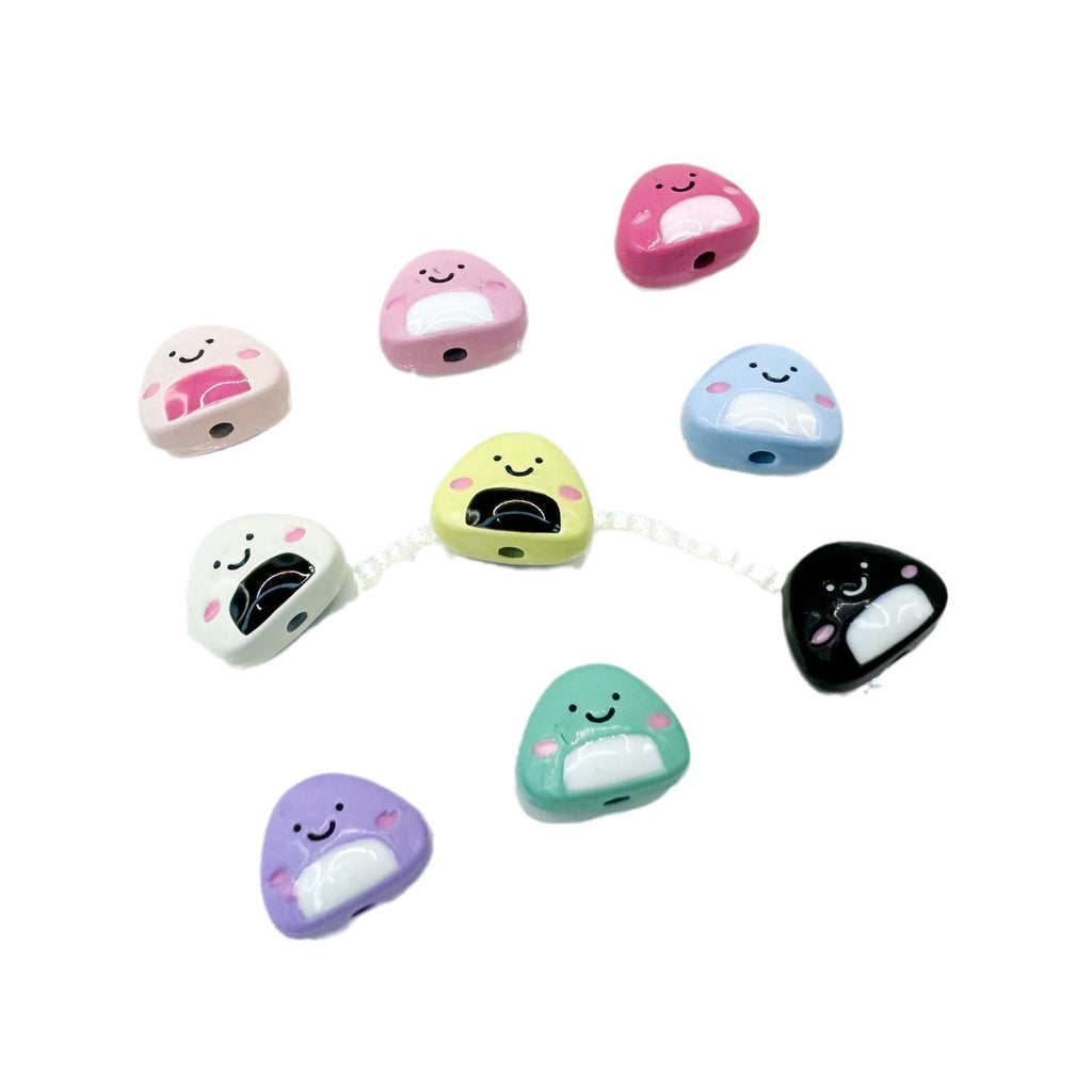 Japanese Rice Ball Metal Beads 8*10mm Enamel Painted Alloy 10pcs 5