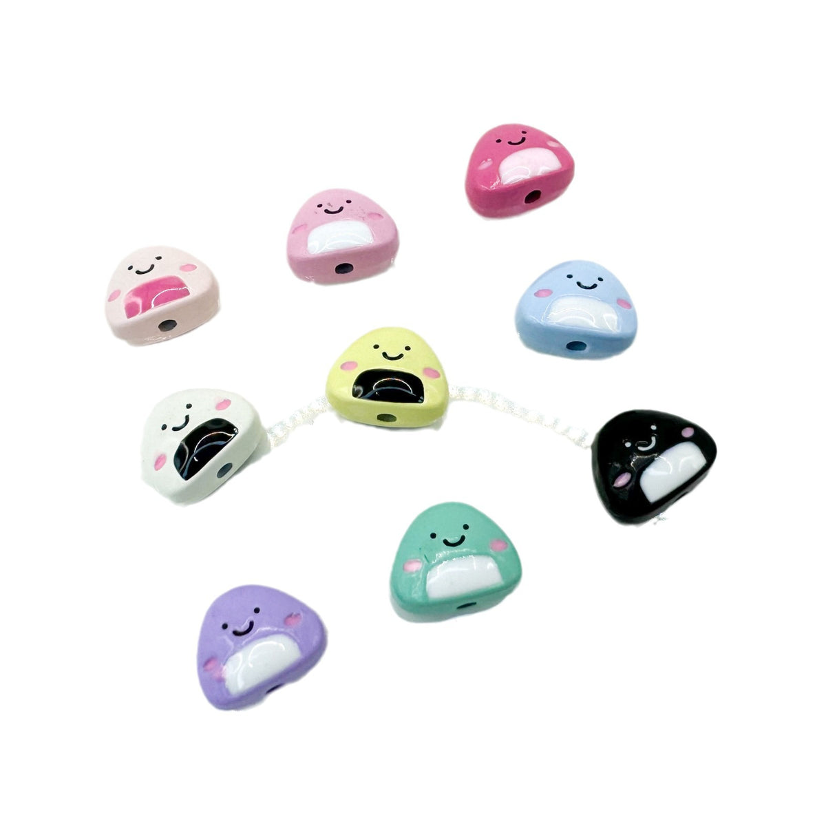 Japanese Rice Ball Metal Beads 8*10mm Enamel Painted Alloy 10pcs 5