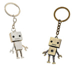 Alloy Cartoon Robot Keychain Boxy Retro Design Silver Bronze