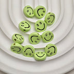 Smiling Face Metal Beads 10mm Baking Painted Zinc Alloy 50pcs 5