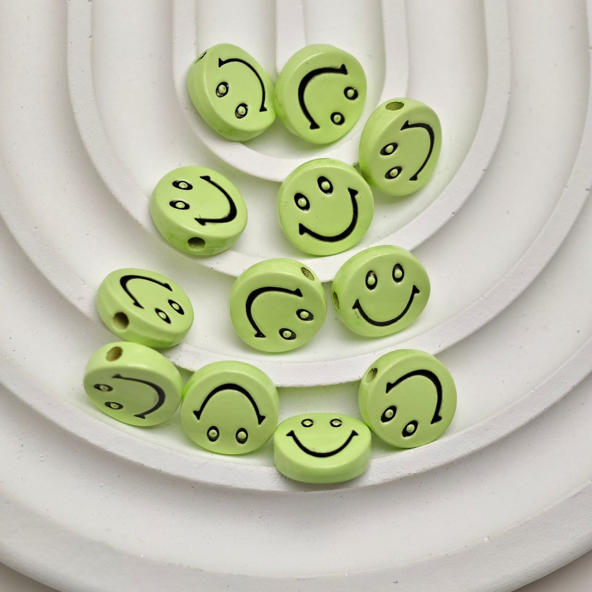 Smiling Face Metal Beads 10mm Baking Painted Zinc Alloy 50pcs 5