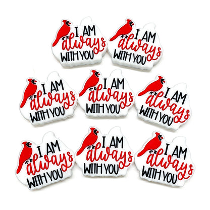 Silicone Focal Beads Parrot Animals With Heartfelt Message 20pcs 3