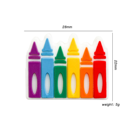 Silicone Focal Beads Crayon Six Color Crayons Row 10pcs