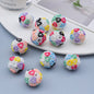 Embellished Flower Clay Beads 20mm Five-petal Pastel Rainbow 10pcs 10