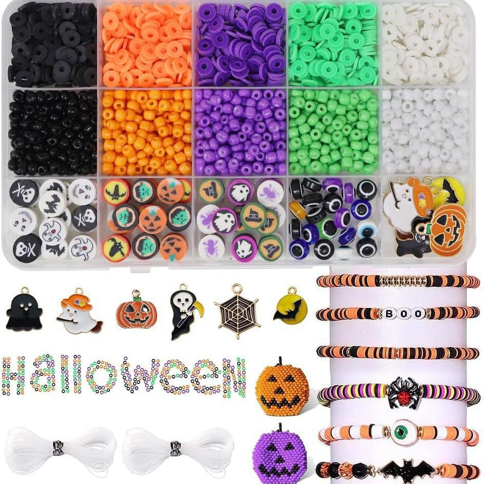 Halloween Flat Clay Beads 6mm Polymer Mixed Colors 1box