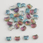 Plating Flat Cat Head Glass Beads 8mm x 10mm Iridescent Colors 30pcs 16