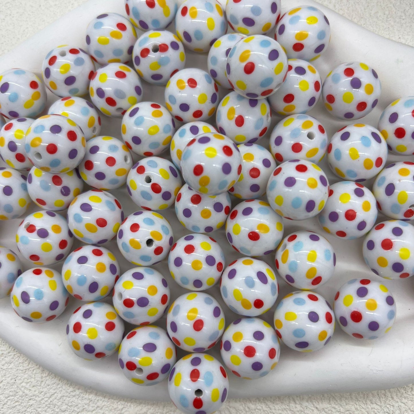 Printed Bubblegum Beads 20mm Pastel Purple Snowflake Pattern 10pcs 9