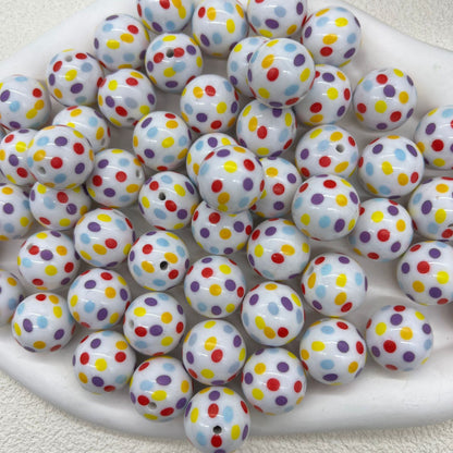 Printed Bubblegum Beads 20mm Pastel Purple Snowflake Pattern 10pcs 9