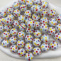 Printed Bubblegum Beads 20mm Pastel Purple Snowflake Pattern 10pcs 9