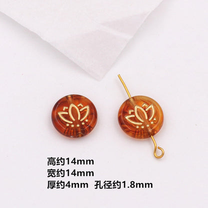 Vintage Amber Transparent Gilded Plum Blossom Acrylic Beads 10pcs 26
