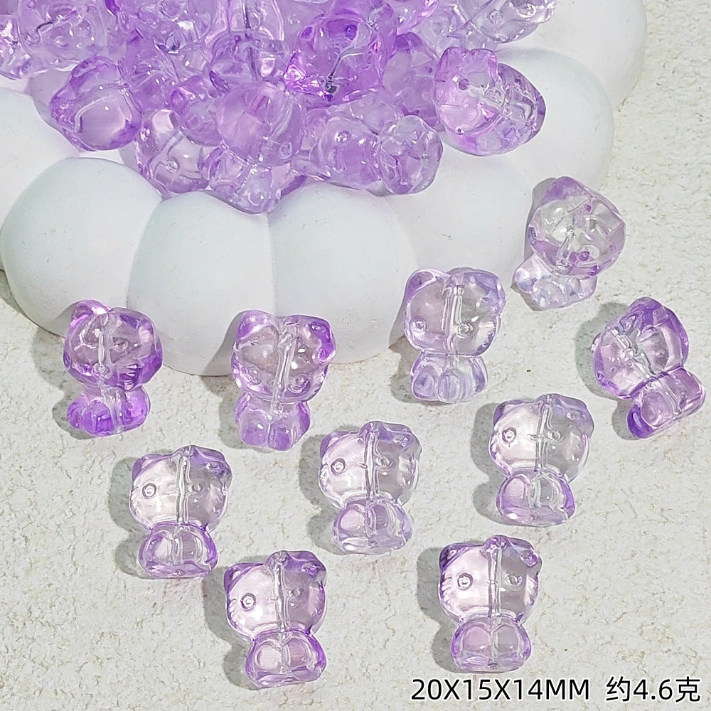 Gradient 3D Cat Figurine Glass Beads 20mm Pastel Colors 20pcs 9