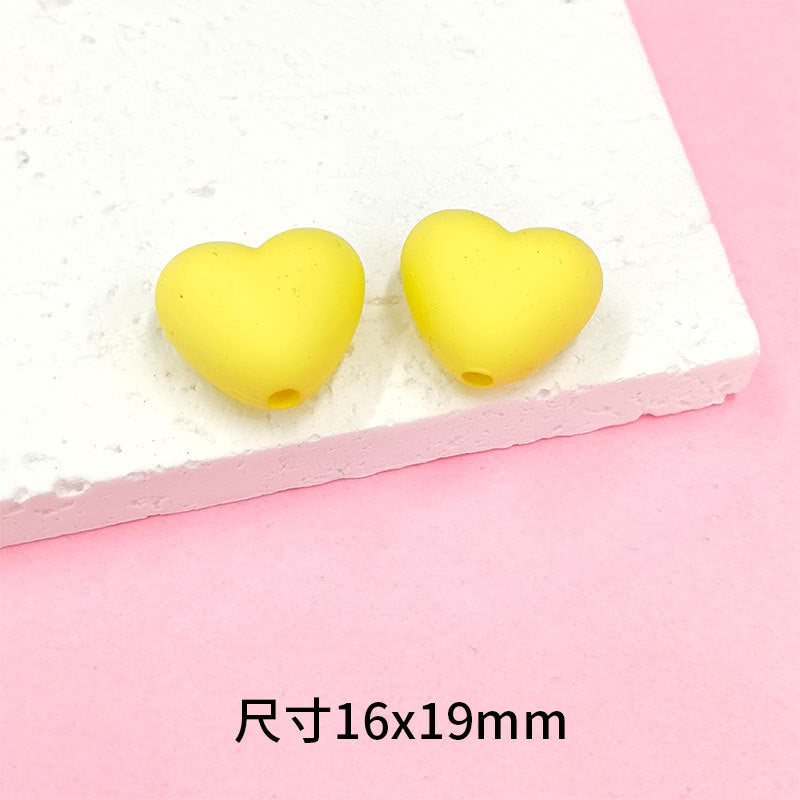 Rubberized Spray Painted Heart Acrylic Beads 16x19mm Macaron Color 50pcs 5