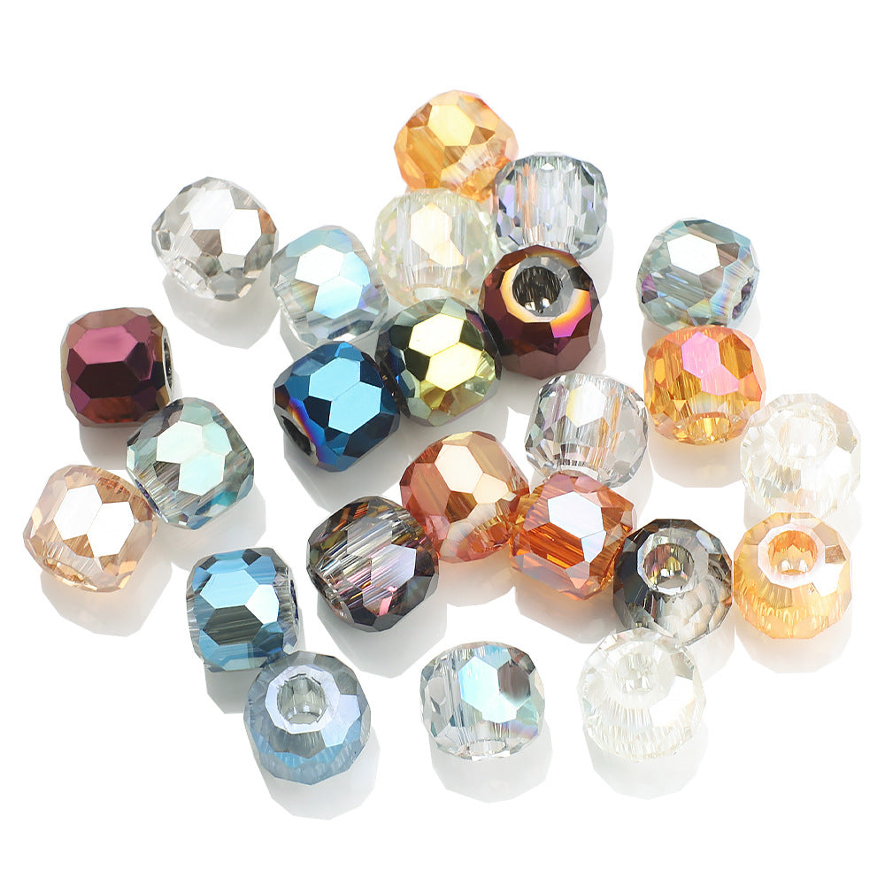 Faceted Glass Beads 8mm Plating Large Hole Mixed Colors 50pcs 2