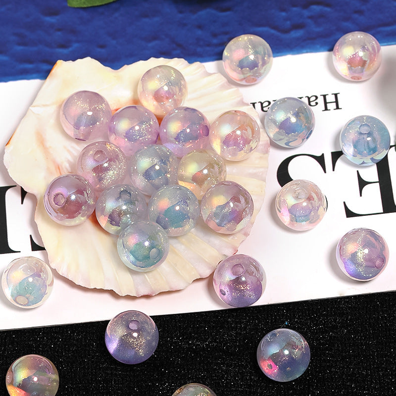 Transparent Round Acrylic Beads 12mm Powder Glitter Glow In The Dark 100pcs 4