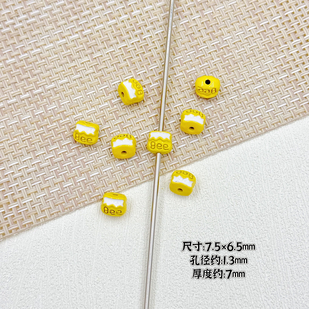 Bear and Honeypot Metal Beads 13mm Hand-Painted Colorful 10pcs 20