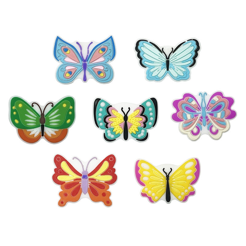 Silicone Focal Beads Butterfly Colorful Wing Patterns 20pcs 4