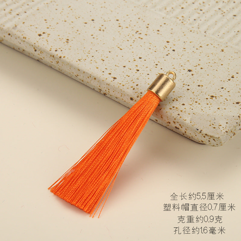 Colorful Polyester Fringe Tassel Keychain with Golden Cap 55mm 50pcs 7