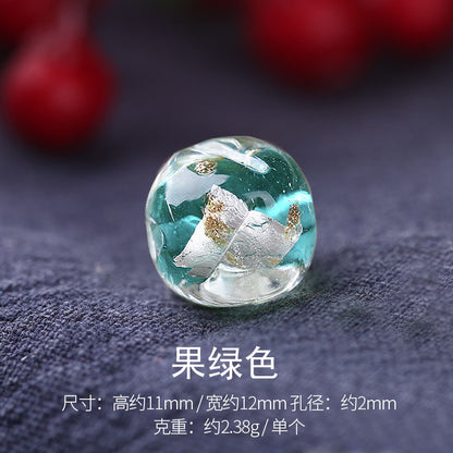 Lampwork Glass Beads Irregular Fig Shape 12mm Dyed Core Gold Foil 30pcs 12