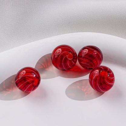 Swirl Pattern Blown Glass Beads 10-16mm Colorful Translucent 4pcs 13