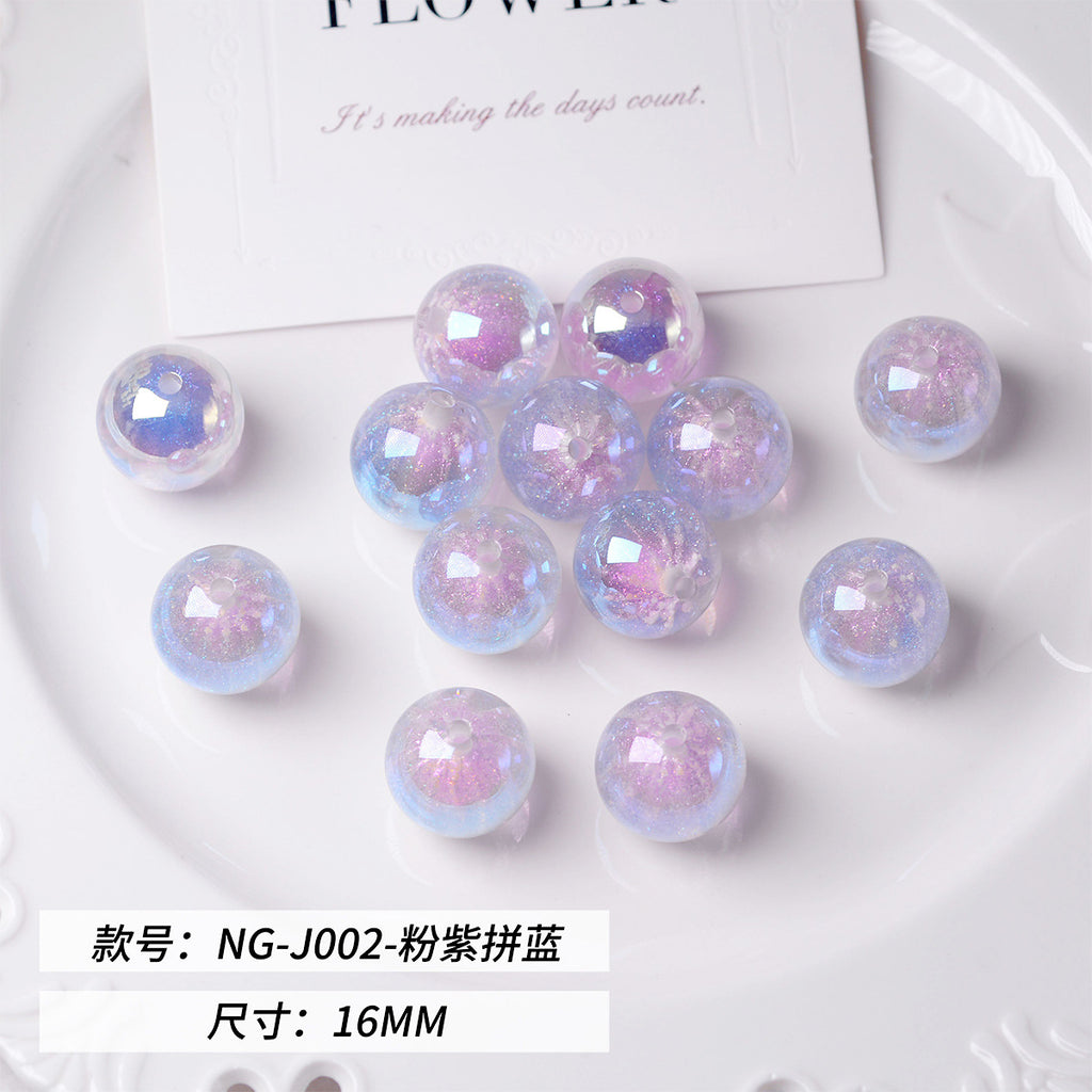 Glitter Fireworks Resin Beads 16mm Round Multicolor 10pcs 7