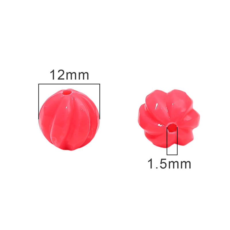 Opaque Pumpkin Acrylic Beads 12mm Colorful Round 40pcs 4
