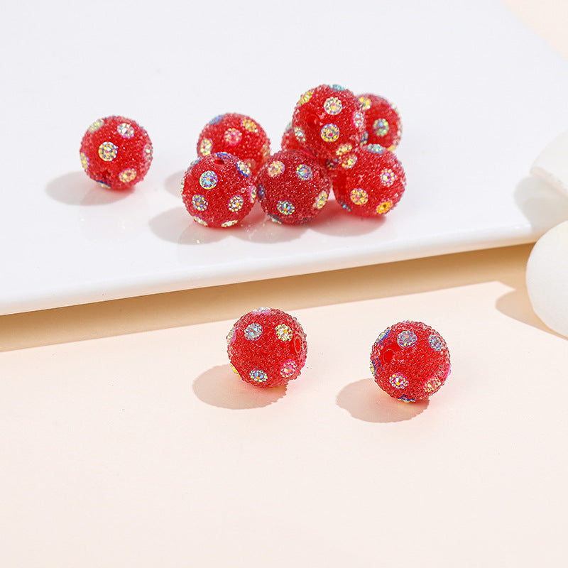 Rhinestone Bubblegum Beads 16-20mm Colorful Resin Sparkle 10pcs 12
