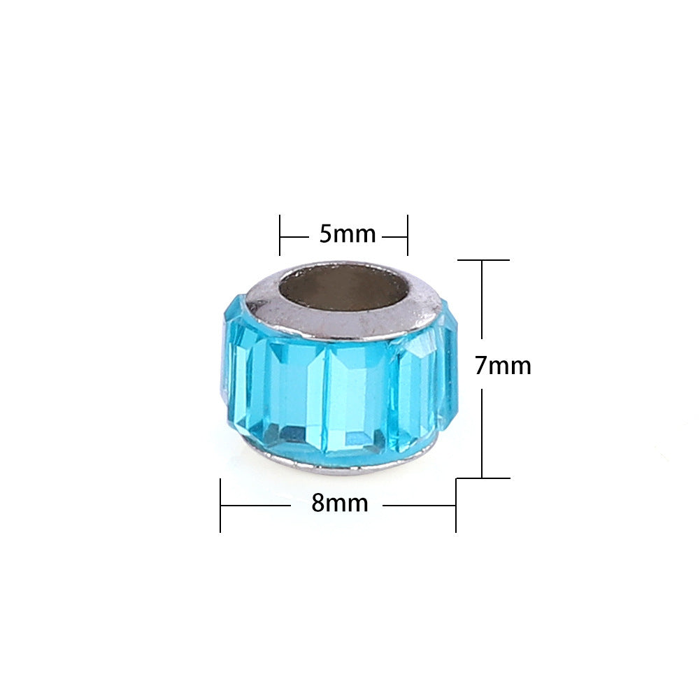 Glass Round Spacer Beads 8mm Large Hole Alloy Rim 100pcs 2