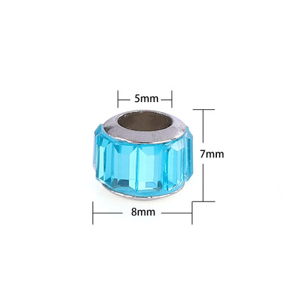 Glass Round Spacer Beads 8mm Large Hole Alloy Rim 100pcs 2