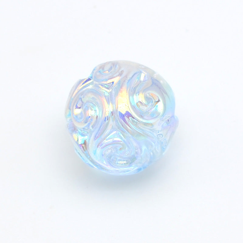 Plating Round Acrylic Beads 16mm UV Embroidered Iridescent 20pcs 4