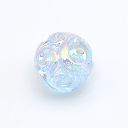 Plating Round Acrylic Beads 16mm UV Embroidered Iridescent 20pcs 4