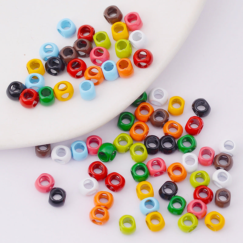 Cube Metal Beads 5mm Baking Painted Zinc Alloy 50pcs 4