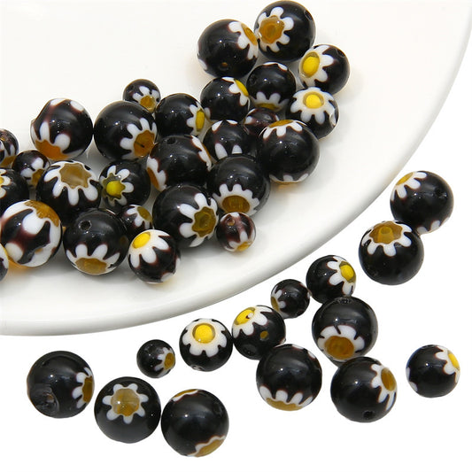 Vintage Millefiori Round Glass Beads 4-10mm Colorful Glossy Finish 2