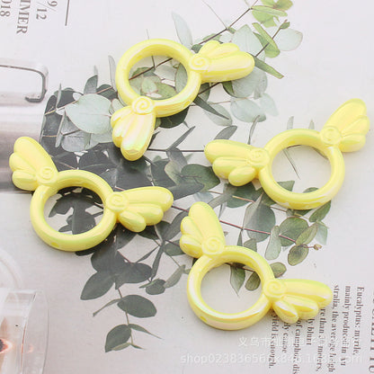 UV Color Plated Solid Color Varied Sakura Angel Wings Acrylic Beads 2pcs 26