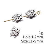 Owl Metal Beads 11mm Double-Sided Shiny Silver Tone 40pcs 4