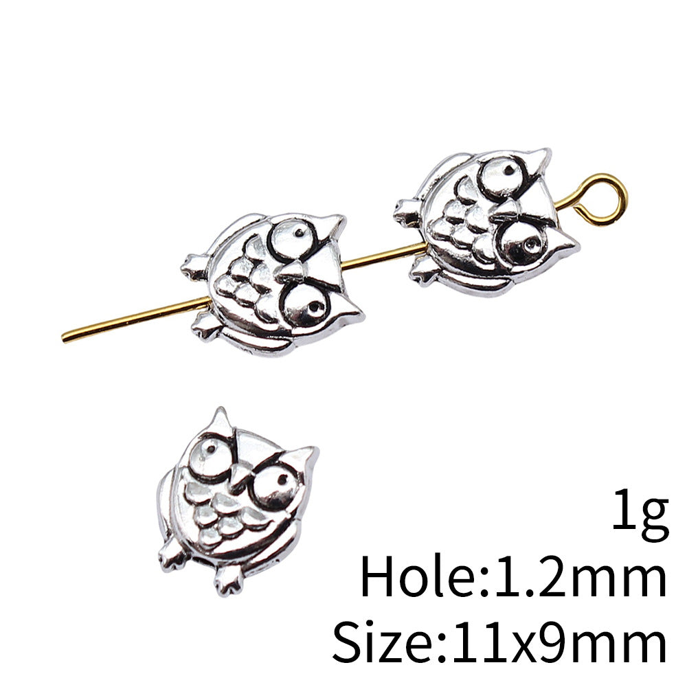Owl Metal Beads 11mm Double-Sided Shiny Silver Tone 40pcs 4