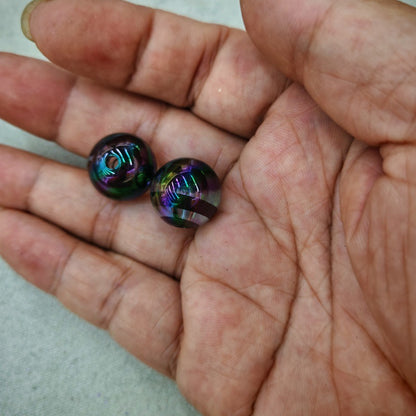 Plating Round Acrylic Beads 16mm Clear Striped 100pcs 4