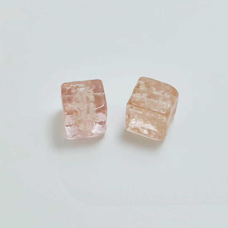 Lampwork Glass Beads Cube 12mm Glow In The Dark Floral Filled 20pcs 11