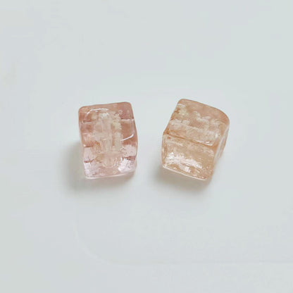 Lampwork Glass Beads Cube 12mm Glow In The Dark Floral Filled 20pcs 11