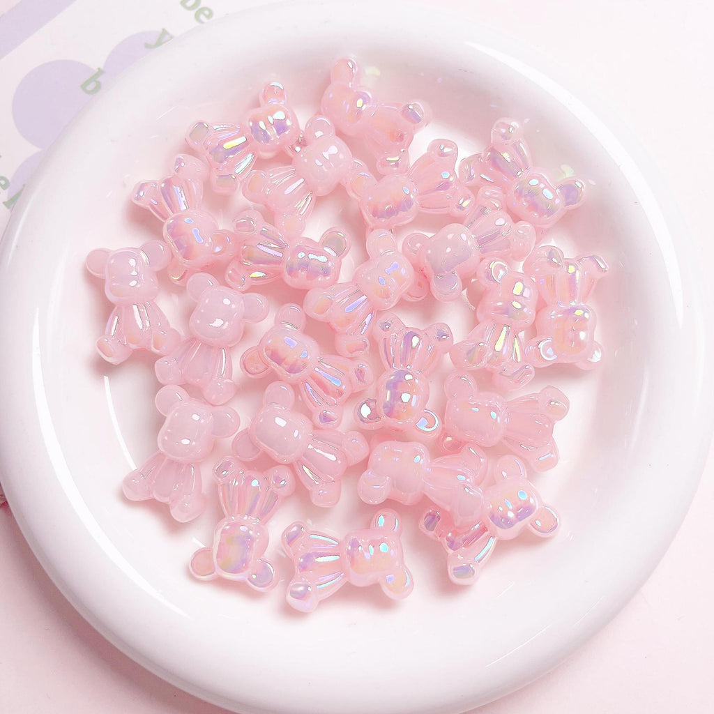 Glow In The Dark Jelly Bear Acrylic Beads 24mm Iridescent Plated 10pcs 3