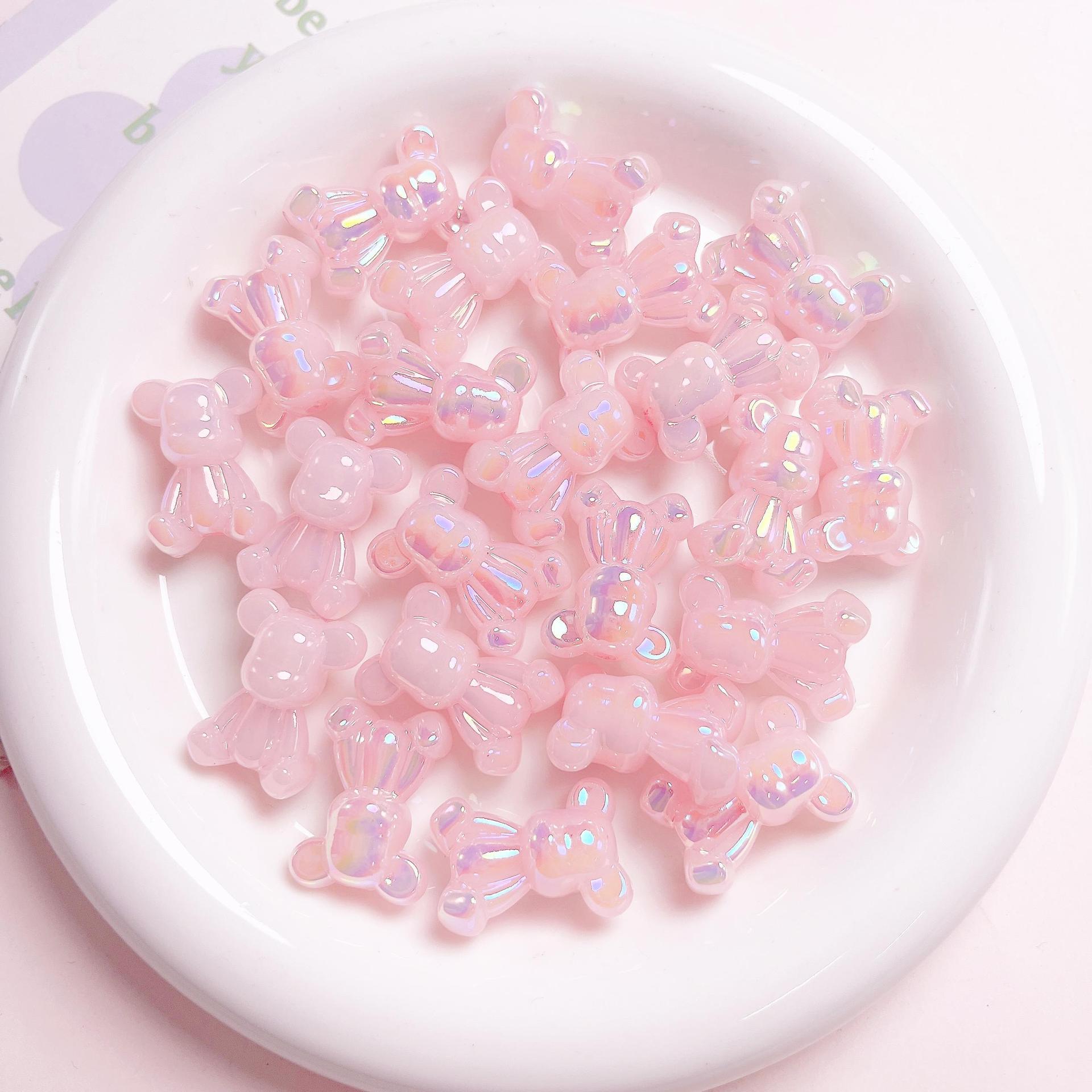 Glow In The Dark Jelly Bear Acrylic Beads 24mm Iridescent Plated 10pcs 3