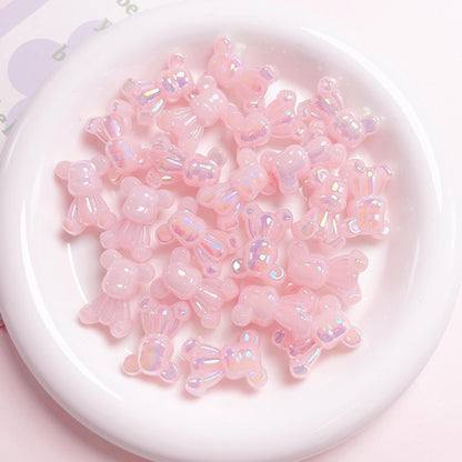 Glow In The Dark Jelly Bear Acrylic Beads 24mm Iridescent Plated 10pcs 3