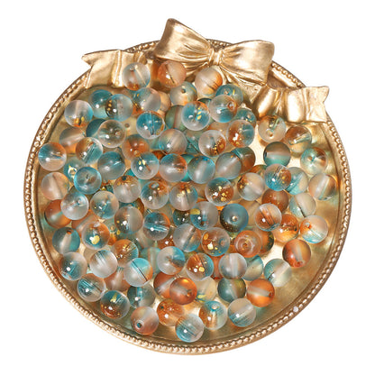 Czech Glass Beads Round 8mm Translucent Metallic Flecks 30pcs 15