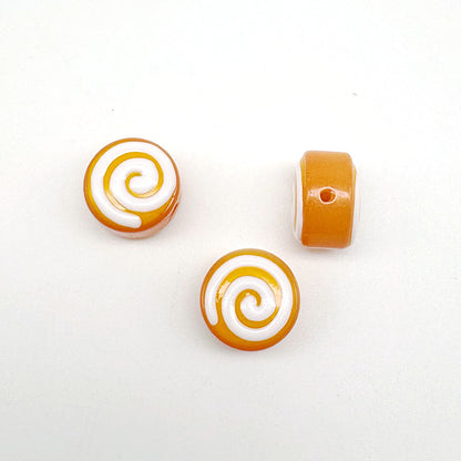Lampwork Glass Beads Donut 15mm Hand Painted Glossy Finish 10pcs 13
