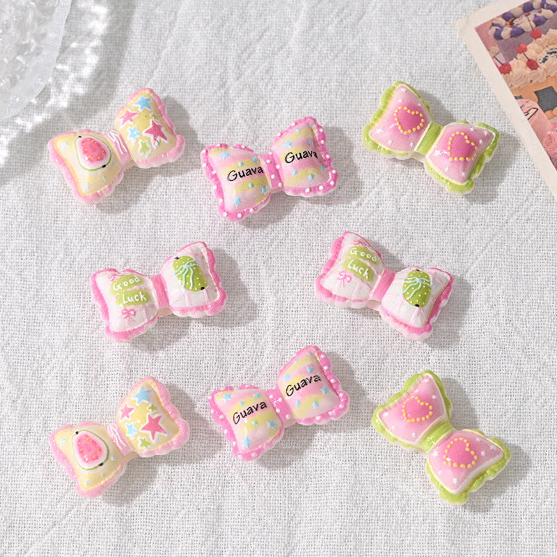 Sweet Pink Bow Acrylic Beads 21mm Decorative 10pcs 3