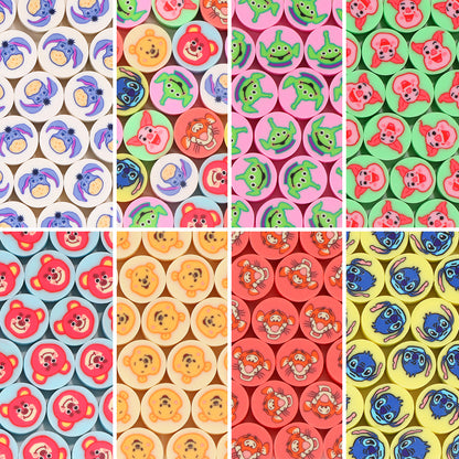 Character Flat Clay Beads 9mm Colorful Anime Designs 100pcs