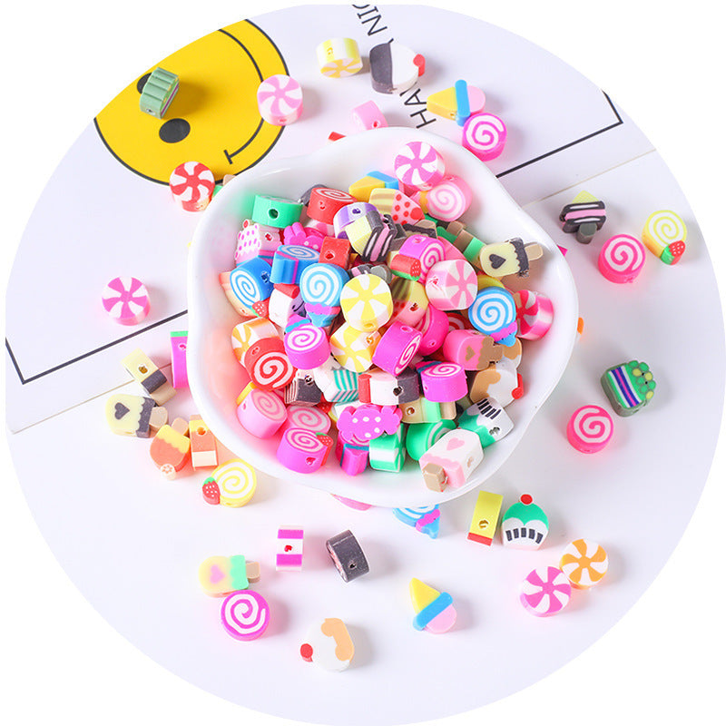 Flat Clay Beads 10mm Color Fruit Cartoon Mixed Design 1000pcs 6