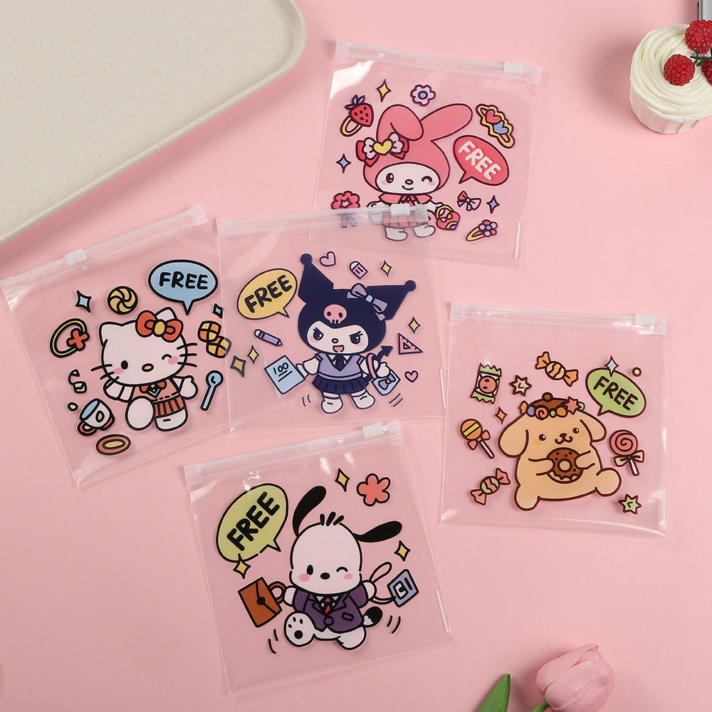 Clear Zip Lock Bags 13.5x13.5cm PE Plastic Sweet Sanrio Print 20pcs