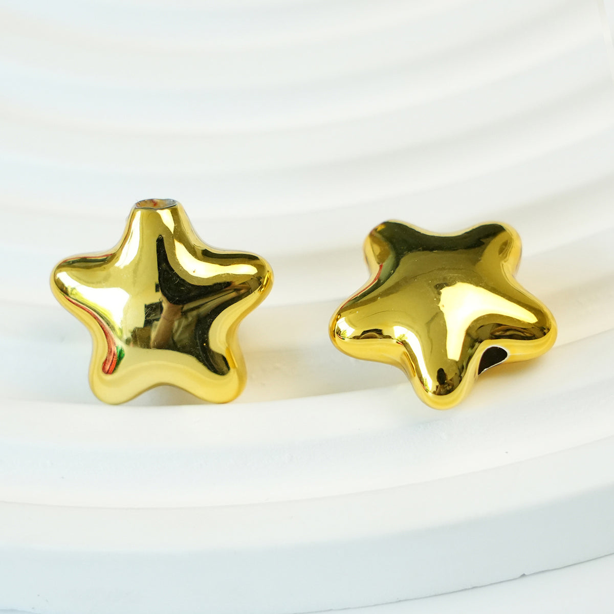 Pentagram Snowflake Acrylic Beads 14mm 21mm Metallic Plated 100pcs 7