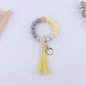 Leopard Print Silicone Bead Tassel Wristlet Keychain 16