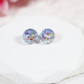 Lampwork Glass Beads Round 10/12mm Floral Silver Foil Filled 10pcs 6
